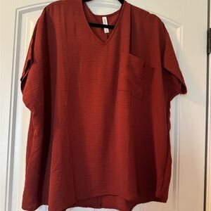 Zenana Outfitters Burgundy V-Neck Tee